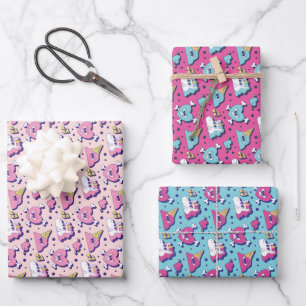 Schattig anti-Valentijnsdag roze hartpatroon Inpakpapier Vel