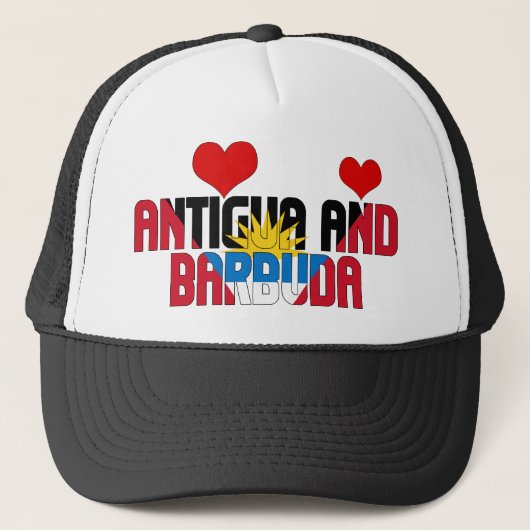 Schattig Antigua en Barbuda Vlag Harten Patriottis Trucker Pet (Voorkant)