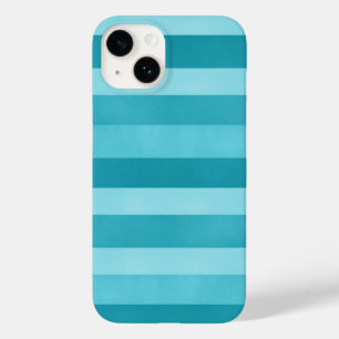 Schattig Aqua Blue getextureerde strepen patroon Case-Mate iPhone 14 Hoesje