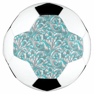 Schattig aqua grijs naadloos bloempatroon voetbal