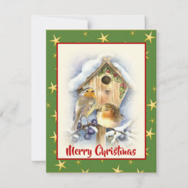 Schattig Aquarel Kerstmis Twee Vogels Sneeuw Besse Feestdagenkaart