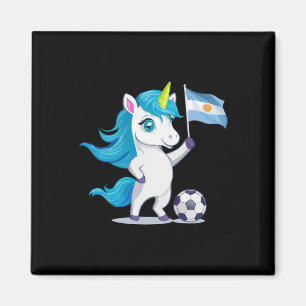 Schattig Argentinië Roots Eenhoorn Speelt Voetbal Magneet