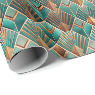 Schattig Art Deco tegelpatroon Cadeaupapier