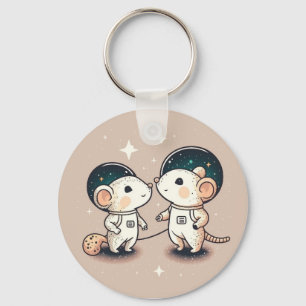 Schattig astronaut muis koppel sleutelhanger