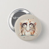 Schattig Astronaut Rat Koppel Ronde Button 5,7 Cm (Voorkant /achterkant)
