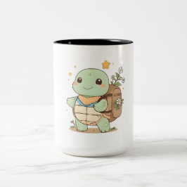 Schattig Avontuur Schildpad Reiziger Kawaii Ontwer Tweekleurige Koffiemok
