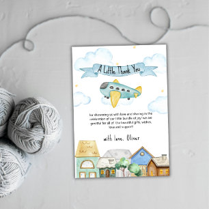 Schattig avontuur wacht op Aviator Baby Shower Bedankkaart