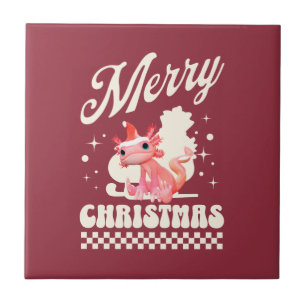 Schattig Axolotl Kerstmis Gefeliciteerd met Kerstm Tegeltje