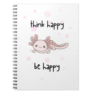 schattig axolotl notitieboek, denk blij te zijn! notitieboek
