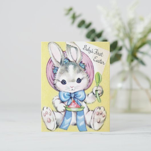 Schattig Babie's eerste paaskonijn Briefkaart (Staand voorkant)