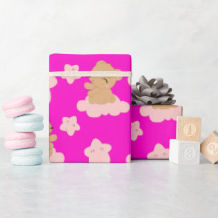 Schattig Baby Beer drijvend op een wolk Cadeaupapier