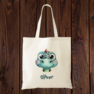 Schattig Baby Dino Gezicht Tote Bag