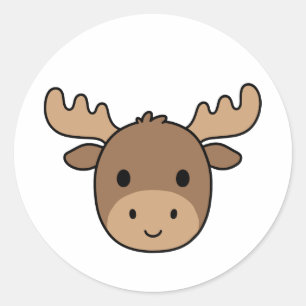 Schattig Baby Eland Gezicht Ronde Sticker