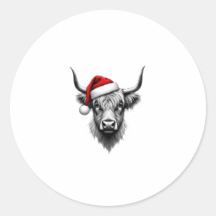 Schattig Baby Highland Koe Kerstdag Sinterklaas Ca Ronde Sticker