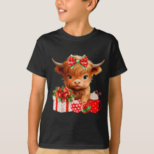 Schattig baby hooglandkoe vrolijk kerstfeest boere t-shirt