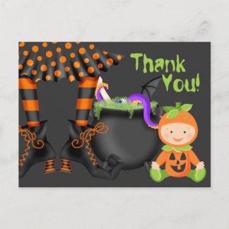 Schattig Baby in pompoenkostuum Halloween Dank u Briefkaart