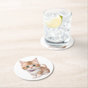 Schattig Baby Kitten Design Ronde Kartonnen Onderzetter