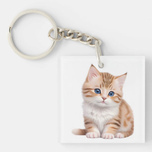 Schattig Baby Kitten Schattige Feline Sleutelhanger