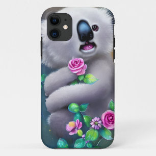 Schattig Baby Koala-Beer met bloemen iPhone 11 Hoesje