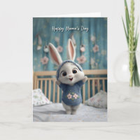 Schattig baby konijn in blauwe romper Fijne Moeder