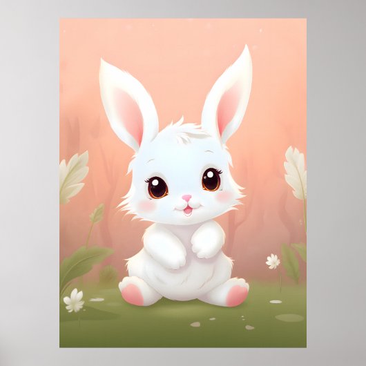 Schattig Baby Konijn kinder Poster (Voorkant)