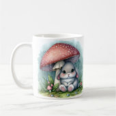 Schattig Baby konijn onder paddenstoelenparaplu Koffiemok (Links)