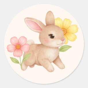 Schattig Baby Konijn Roze Wangetjes Ronde Sticker