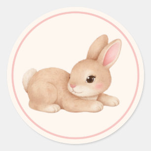 Schattig Baby Konijn Roze Wangetjes Ronde Sticker