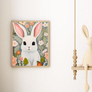 Schattig Baby Konijnenkwekerij Wall Art Poster