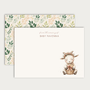 Schattig Baby Lammetje Bloemenkrans Bosdier Bedank Notitiekaartje
