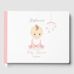 Schattig Baby Meisje en haar mobiele Baby shower Gastenboek