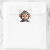 Schattig Baby Monkey Happy Smiling Portret Vierkante Sticker (Tas)