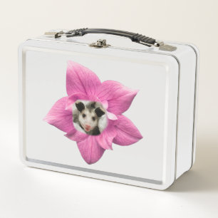 Schattig Baby Opossum Met Bloemen Lach