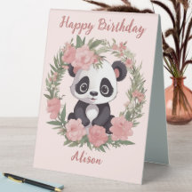 Schattig Baby Panda Beer met bloemen