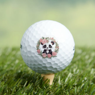 Schattig Baby Panda Beer met bloemen Golfballen