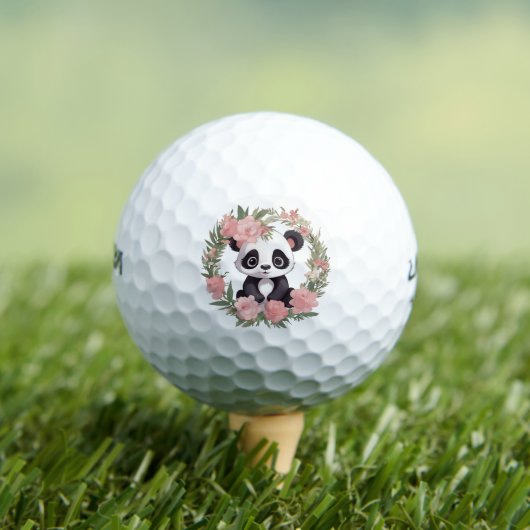 Schattig Baby Panda Beer met bloemen Golfballen (Insitu Shirt)