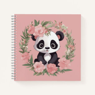 Schattig Baby Panda Beer met bloemen Notitieboek