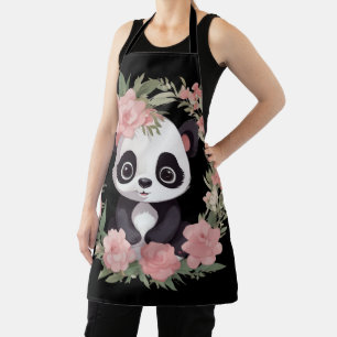 Schattig Baby Panda Beer met bloemen Schort