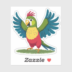 Schattig Baby Parkiet Cartoon Karakter Sticker