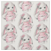 Schattig Baby Pink Bunny Rabbit Stof (Swatch)