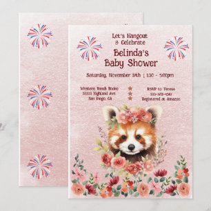 Schattig Baby Red Panda Beer Baby shower Kaart