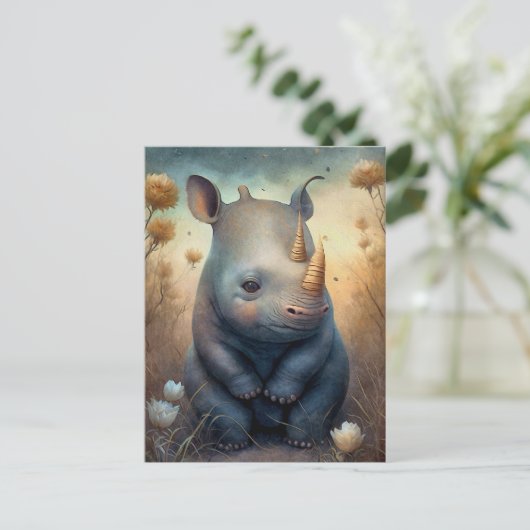 Schattig Baby Rhino Briefkaart (Staand voorkant)