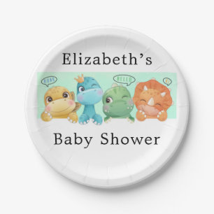 Schattig Baby shower Little Dinosaur Papieren Bordje
