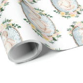 Schattig Baby shower van neonblauw Floral Cadeaupapier (Rol Hoek)