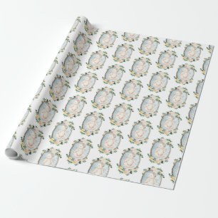Schattig Baby shower van neonblauw Floral Cadeaupapier