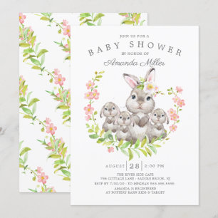 Schattig Baby shower voor mam en Baby Bunnies Kaart