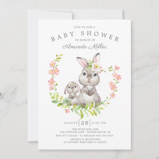 Schattig Baby shower voor mama en Baby Bunny Girls Kaart (Voorkant)