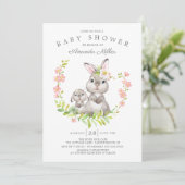 Schattig Baby shower voor mama en Baby Bunny Girls Kaart (Staand voorkant)