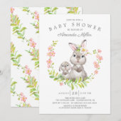 Schattig Baby shower voor mama en Baby Bunny Girls Kaart (Voorkant / Achterkant)