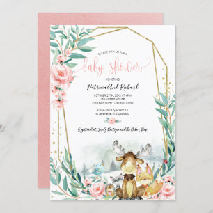 Schattig Baby shower Woodland Floral Greenery Kaart